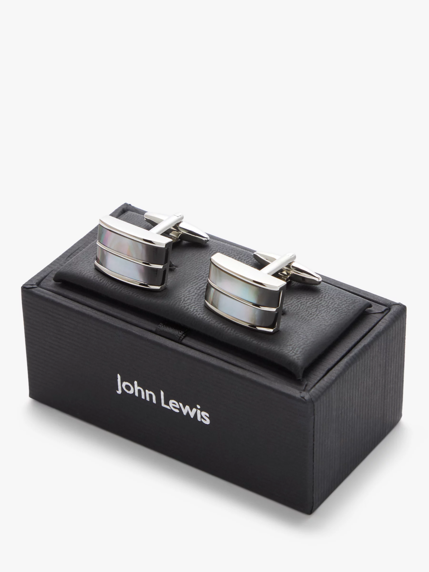 Double Mother of Pearl Cufflinks, Silver (John Lewis); Free Shipping Worldwide