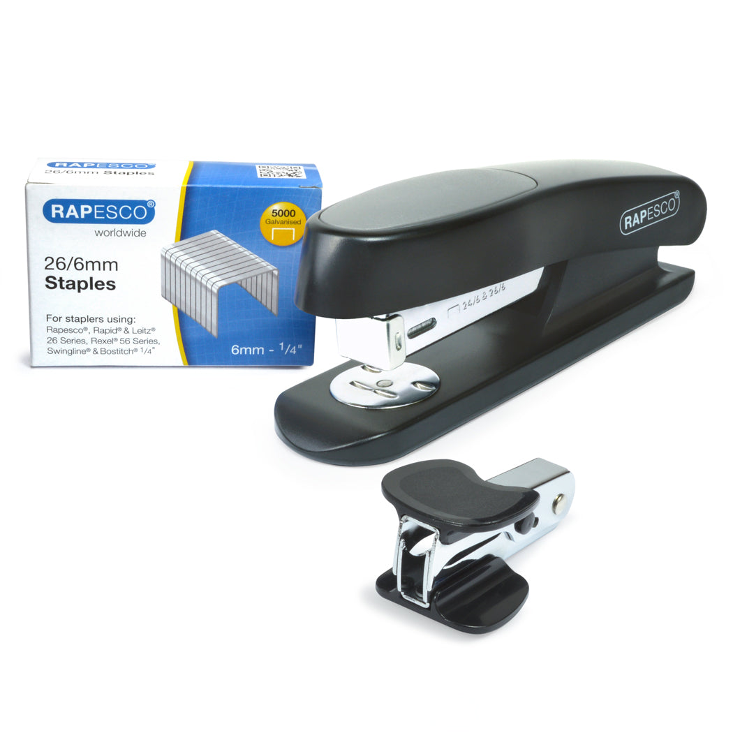 Rapesco 1472 Germ-Savvy Antibacterial, 20 Sheet, Sting Ray Stapler with R4 Staple Remover & 5000 x 26/6 mm Staples, Black, Bundle - Free Shipping Worldwide