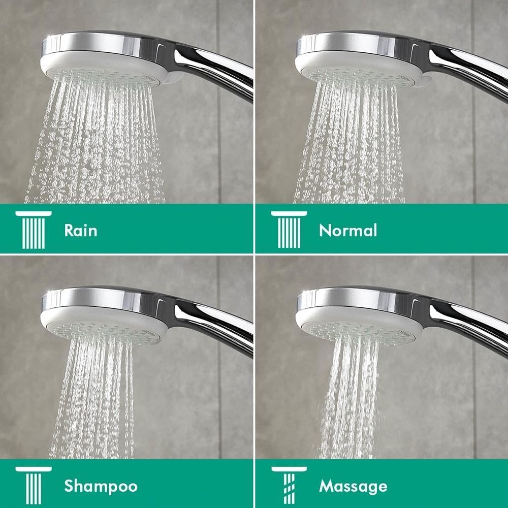 hansgrohe Croma 100 - shower head, hand shower round (⌀ 100 mm) with 4 sprays, with anti-limescale function, chrome - Free Shipping Worldwide