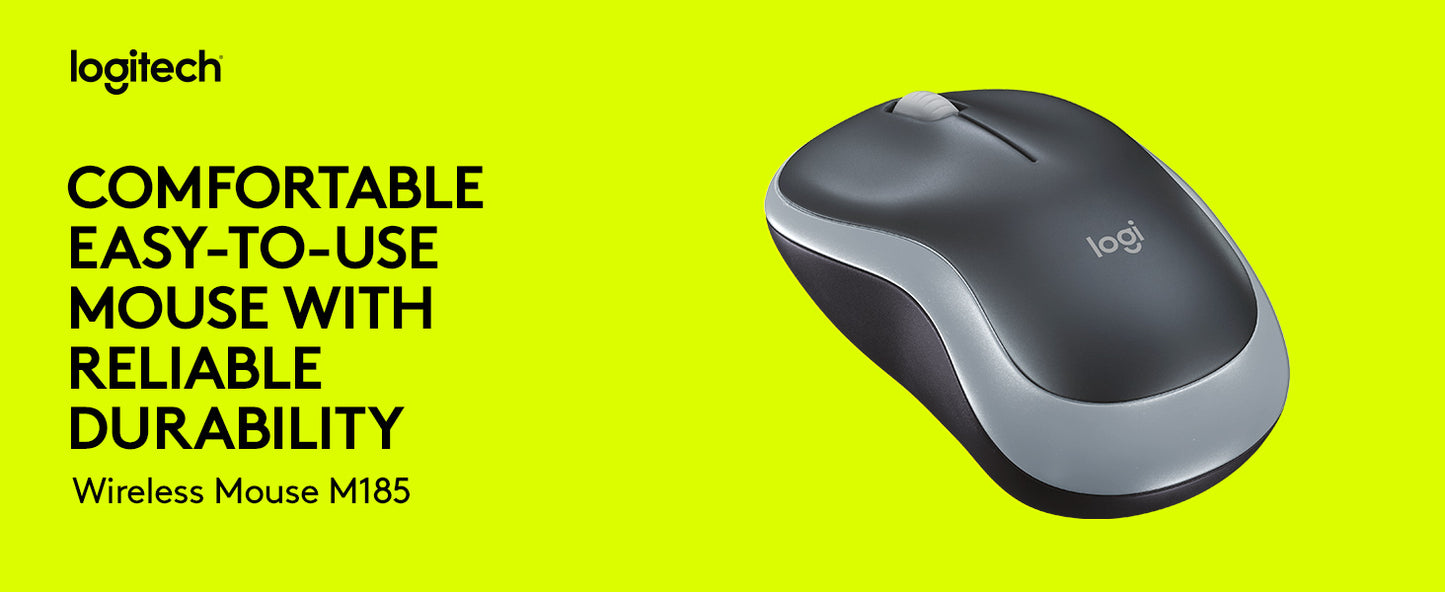 Logitech M185 Wireless Mouse, 2.4GHz with USB Mini Receiver, 12-Month Battery Life, 1000 DPI Optical Tracking, Ambidextrous, Compatible with PC, Mac, Laptop - Red - Free Shipping Worldwide