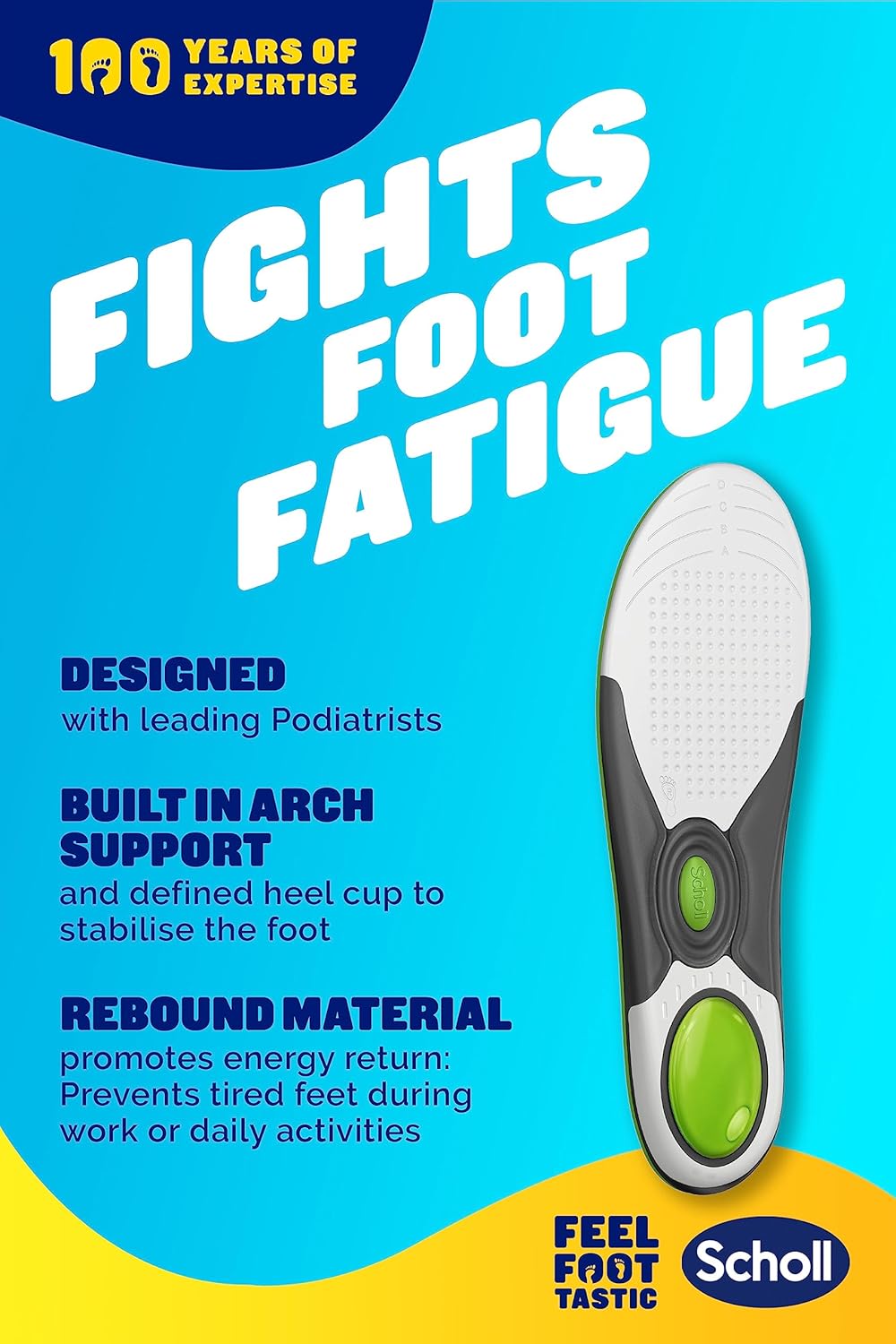 Scholl LiquiFlex Extra Support Insoles provide cushioning, arch support, shock absorption, and odor control for comfortable everyday wear, especially for men with high arches - Free Shipping Worldwide