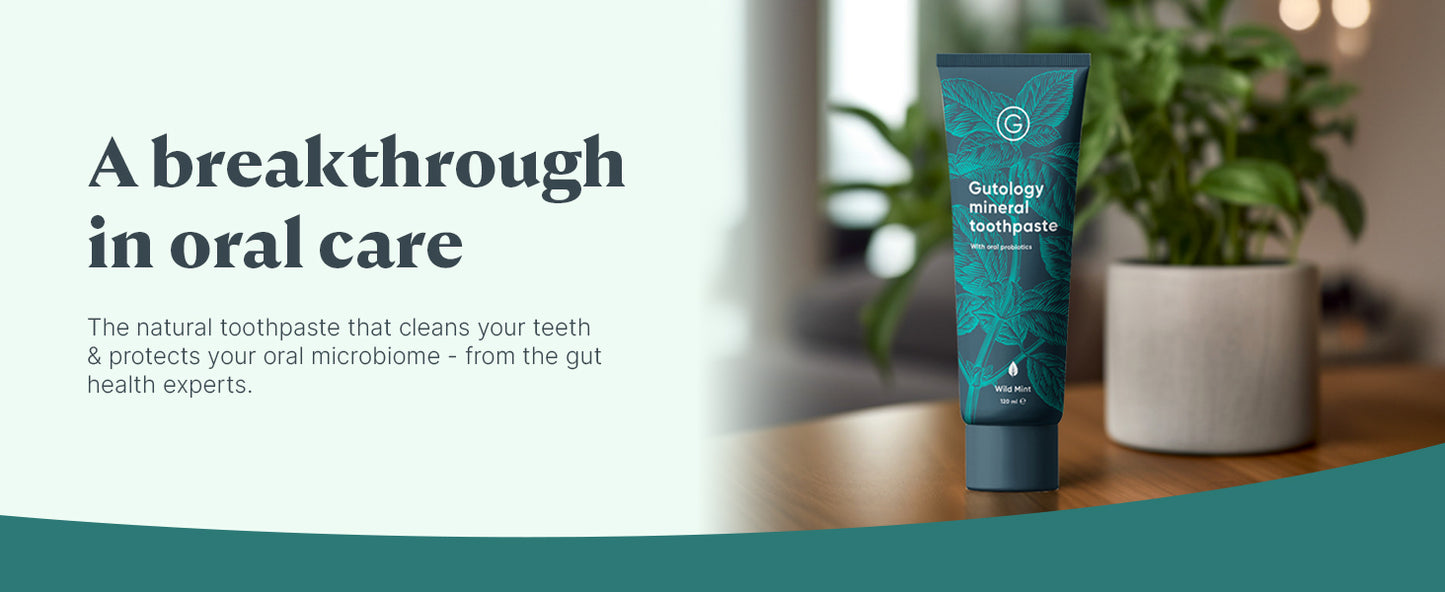 Gutology Natural Probiotic Hydroxyapatite Toothpaste 120ml Fluoride Free Toothpaste Remineralising Enamel Repair Suitable for Adults & Children Helps Sensitive Teeth Whitening - Wild Mint Flavour - Free Shipping Worldwide