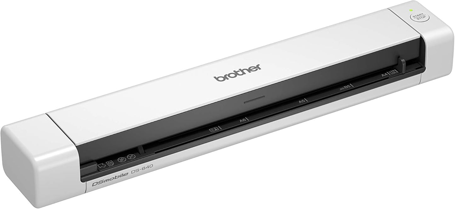BROTHER DS-640 Document Scanner, USB 3.0, DSMobile, Portable, 15PPM, A4 Scanner, Includes Micro USB Cable, White | Free Shipping Worldwide