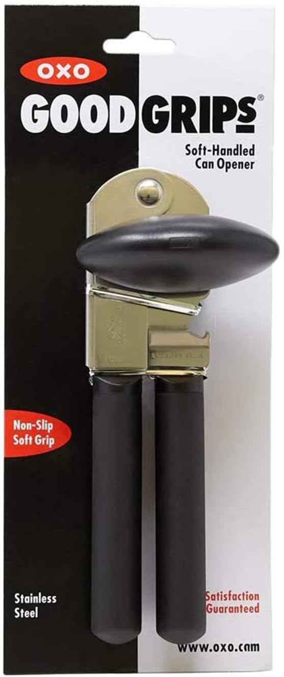 OXO Good Grips Soft Handled Tin Opener, Black/Silver - Free Shipping Worldwide