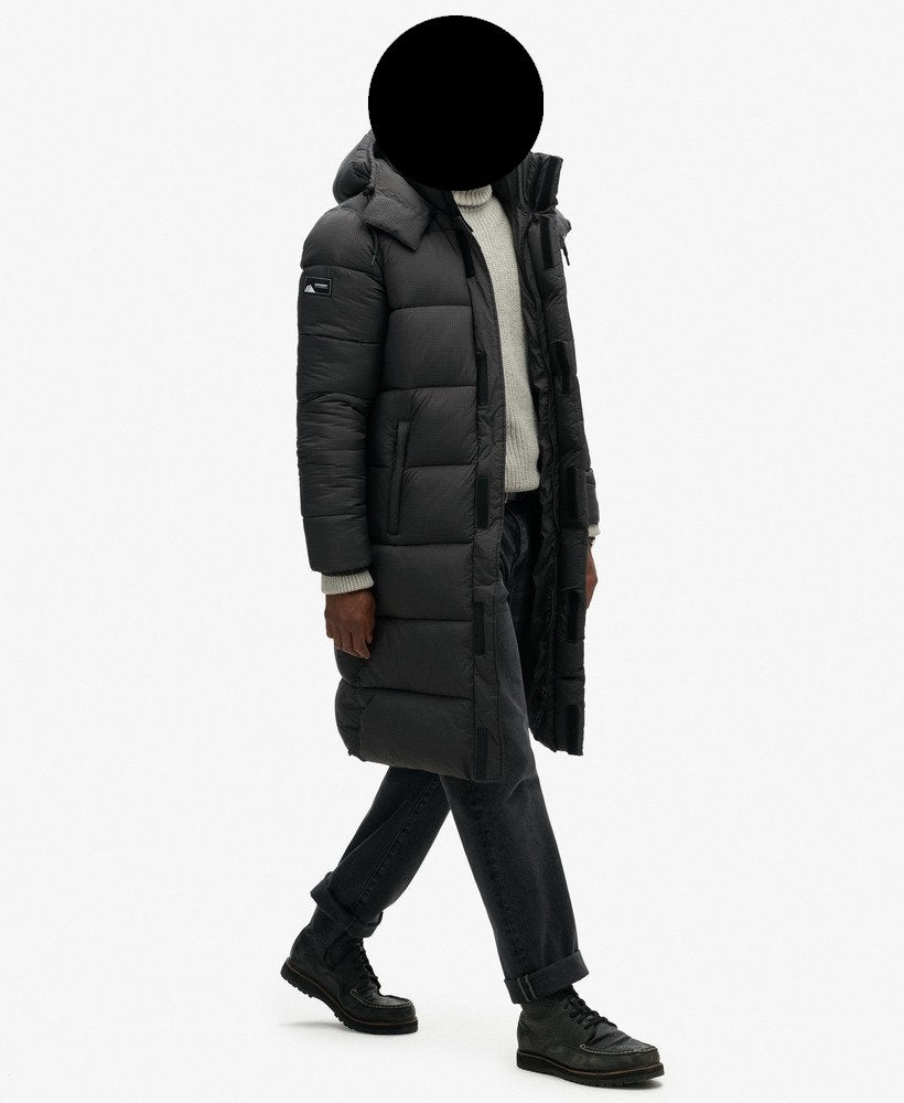 Superdry - Long, black Coat/Jacket - Ripstop Longline Puffer Jacket - All Sizes - Free Shipping Worldwide
