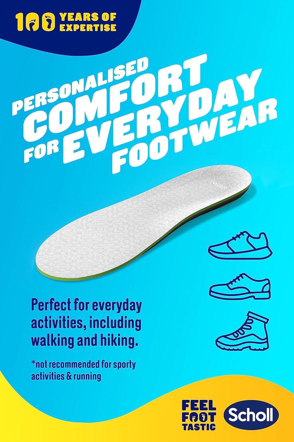 Scholl LiquiFlex Extra Support Insoles provide cushioning, arch support, shock absorption, and odor control for comfortable everyday wear, especially for men with high arches - Free Shipping Worldwide