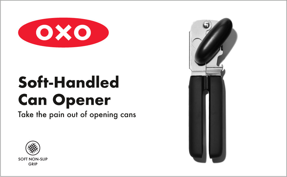 OXO Good Grips Soft Handled Tin Opener, Black/Silver - Free Shipping Worldwide