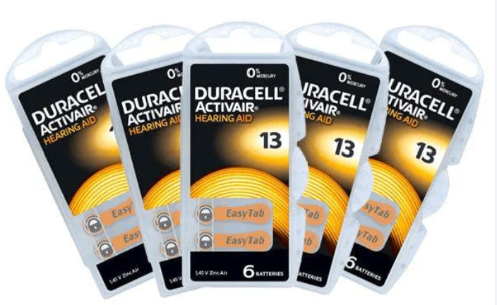 Duracell Hearing Aid Batteries Size 13 - 5 Packs (each pack has 6 batteries); Free Shipping Worldwide