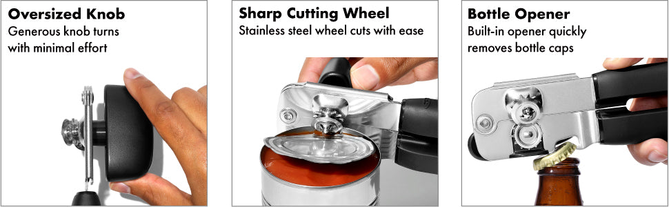 OXO Good Grips Soft Handled Tin Opener, Black/Silver - Free Shipping Worldwide