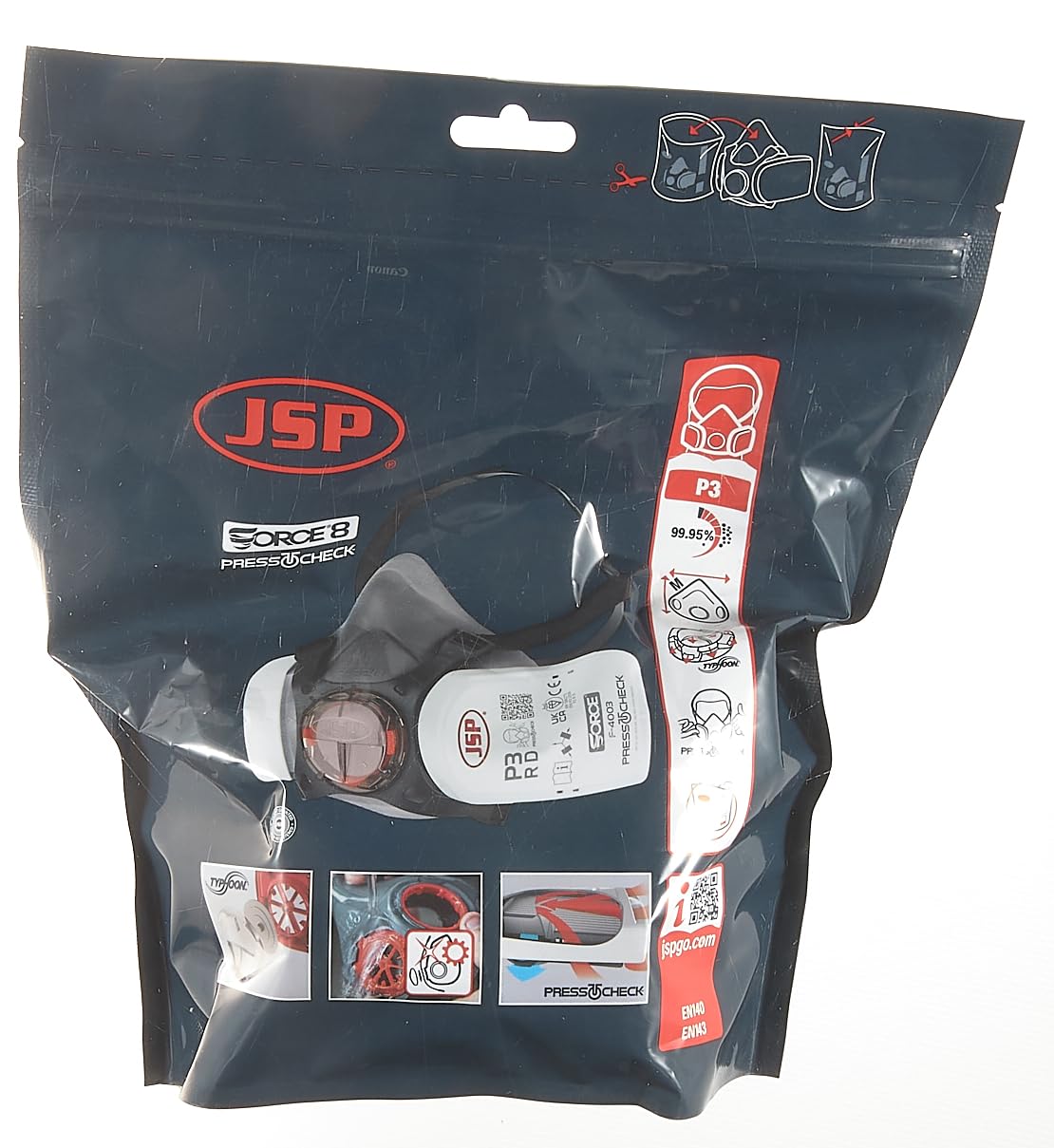 Force®8 Half-Mask with PressToCheck™ - P3 Filters BHT0A3-0L5-N00 - Free Shipping Worldwide