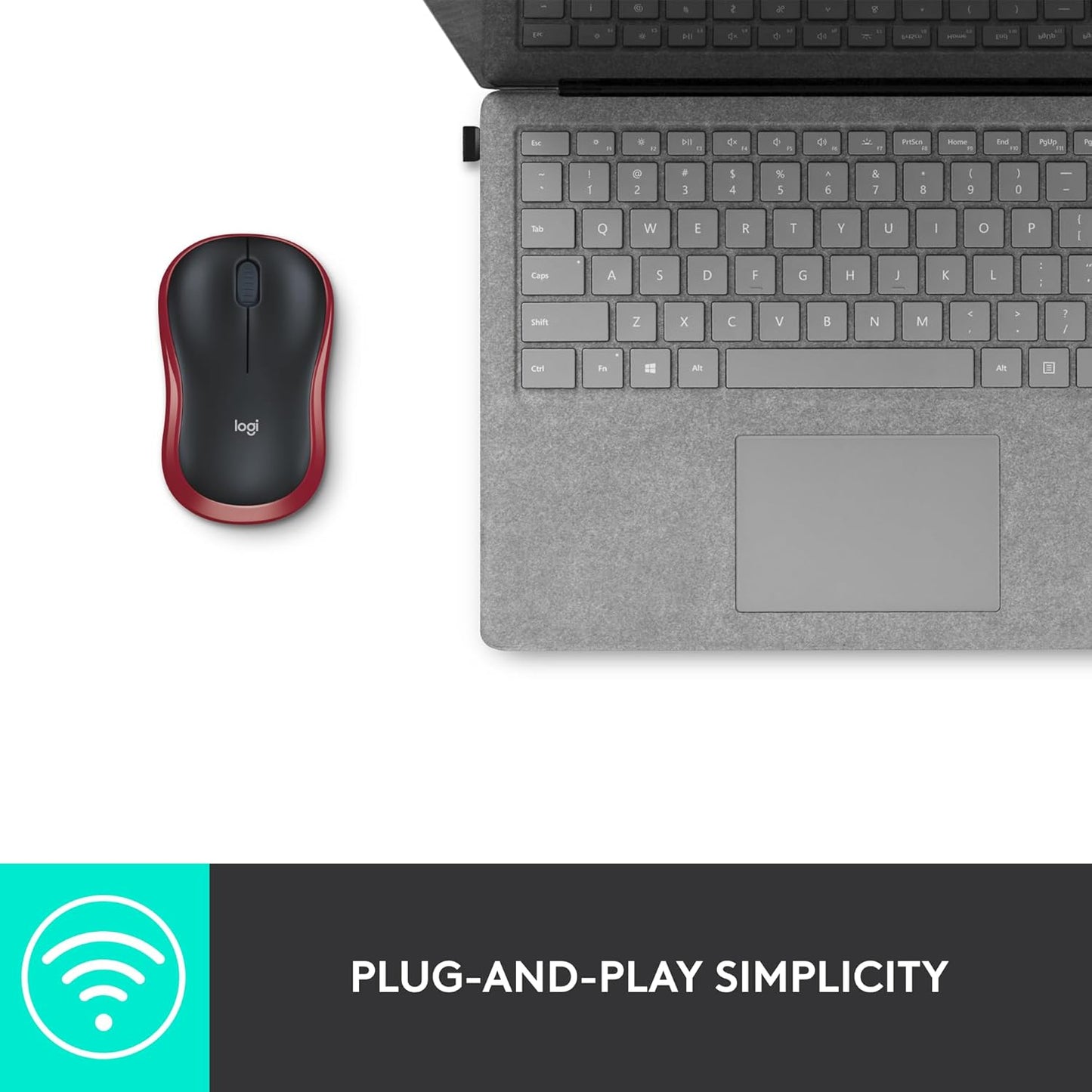 Logitech M185 Wireless Mouse, 2.4GHz with USB Mini Receiver, 12-Month Battery Life, 1000 DPI Optical Tracking, Ambidextrous, Compatible with PC, Mac, Laptop - Red - Free Shipping Worldwide