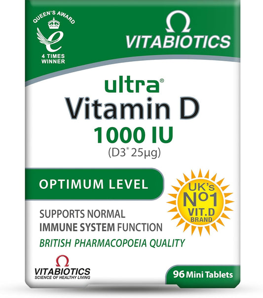 Vitamin D Tablets 1000IU, Vitabiotics Ultra (96 Day Supply); Free Shipping Worldwide
