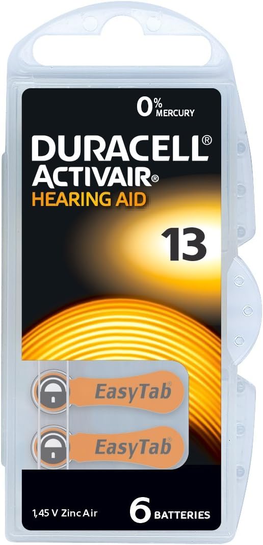 Duracell Hearing Aid Batteries Size 13 - 5 Packs (each pack has 6 batteries); Free Shipping Worldwide