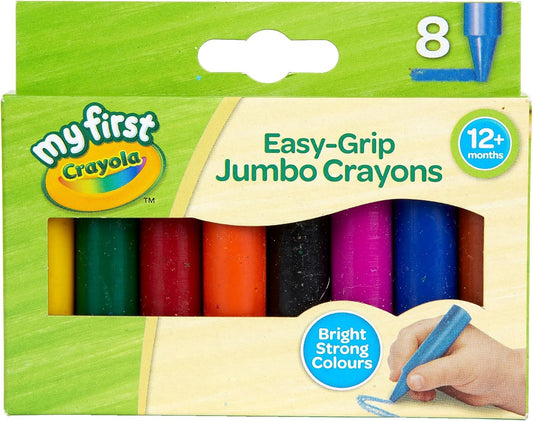 Crayola MyFirst Jumbo Crayons - Assorted Colours Easy-Grip Colouring Crayons Perfect for Toddlers Hands Ideal for Kids Aged 12 Plus Months, Multicolor, (Pack of 8); Free Shipping Worldwide