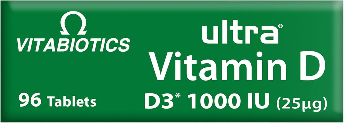 Vitamin D Tablets 1000IU, Vitabiotics Ultra (96 Day Supply); Free Shipping Worldwide