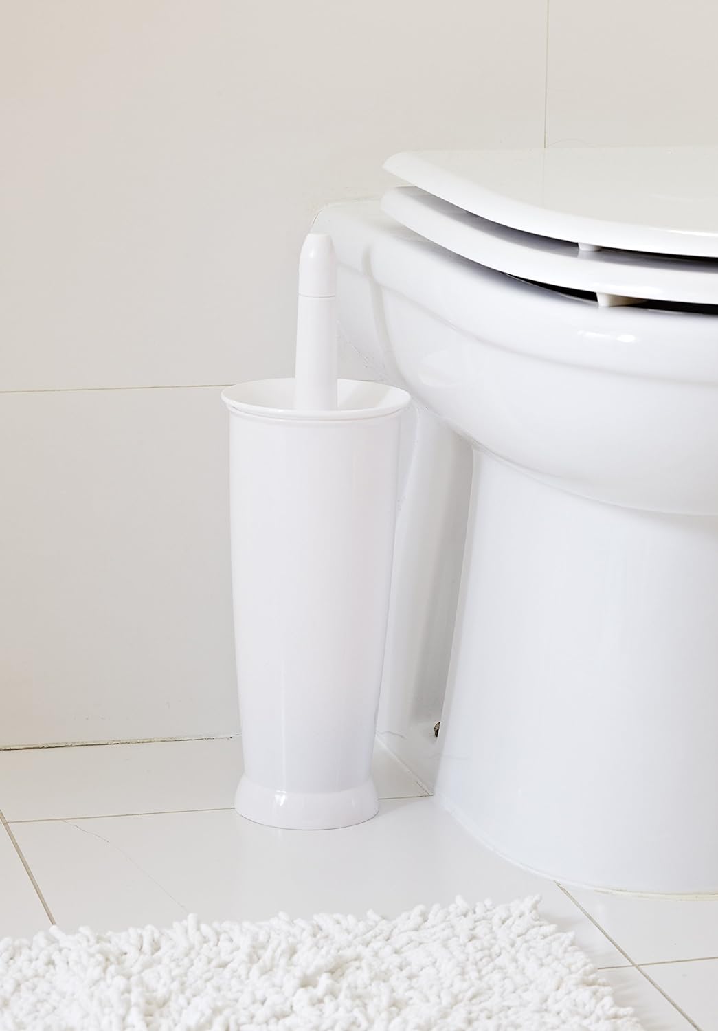 Addis Closed Toilet Brush Set, Plastic, White, 12.5 x 12.5 x 39 cm - Free Postage Worldwide!