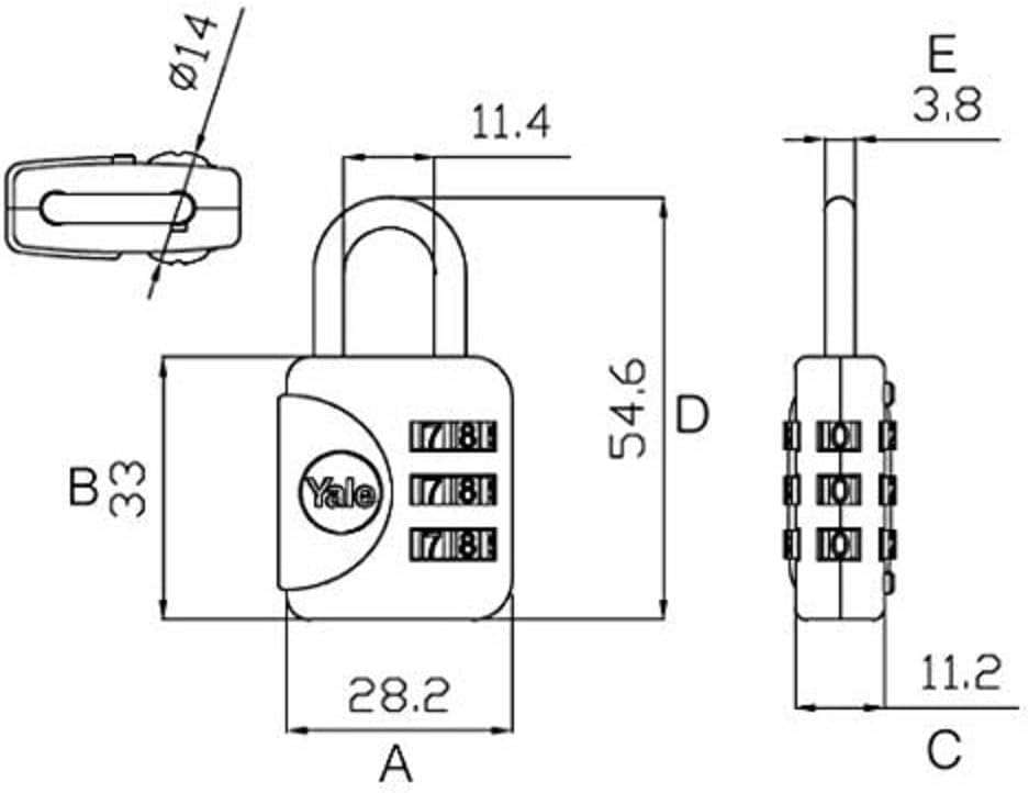 Yale - Standard Security Luggage Combination Padlock - Yellow - Free Shipping Worldwide