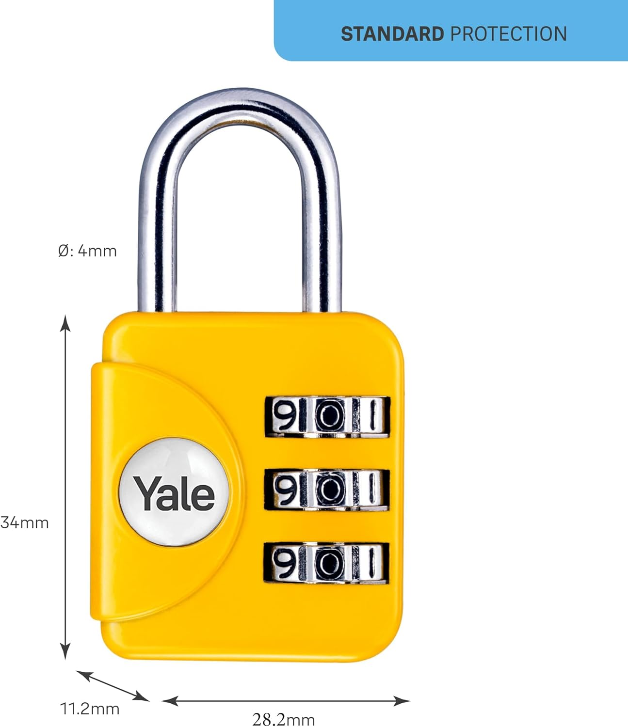 Yale - Standard Security Luggage Combination Padlock - Yellow - Free Shipping Worldwide